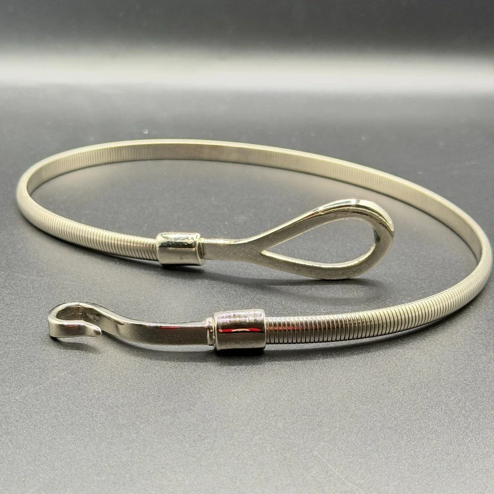 Silver Tone Flexible Snake Chain Necklace Hook Clasp Modern Minimalist Gift